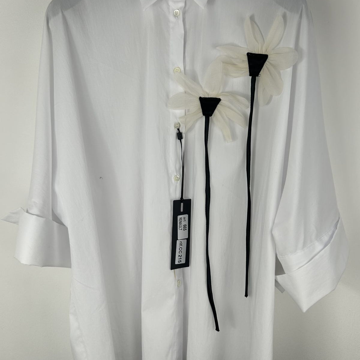 Flared Blouse w/Chiffon Flower Detail