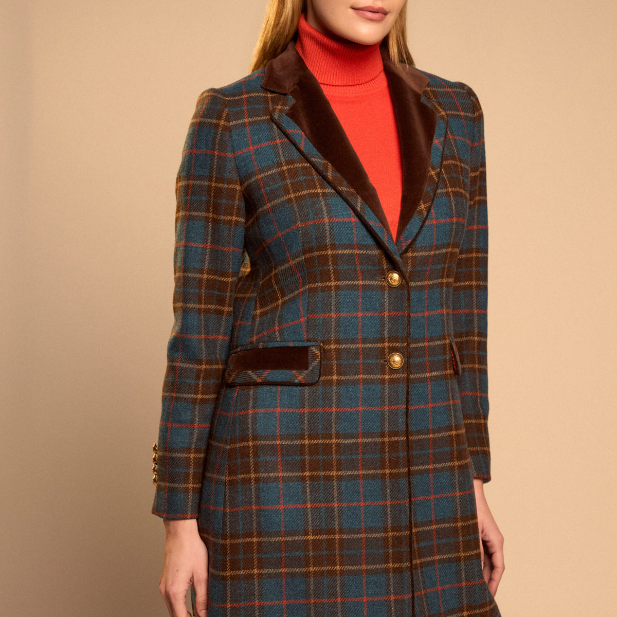 Long Plaid Coat