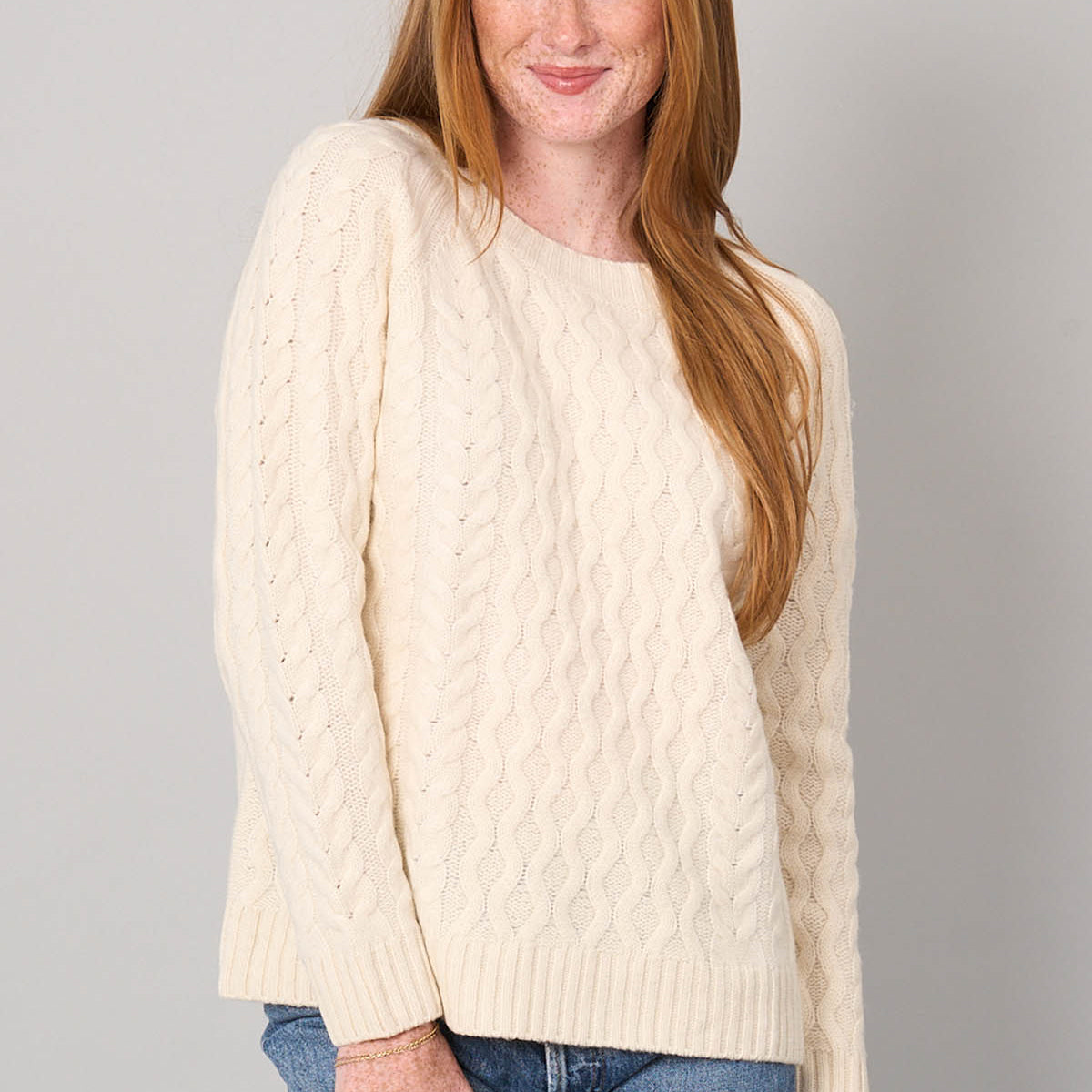 Cable Front Crew Sweater