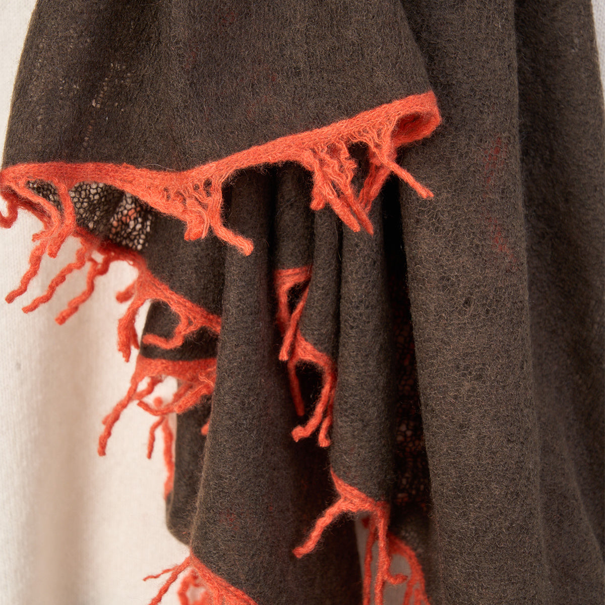 Felted Cashmere Scarf w/Contrast Trim