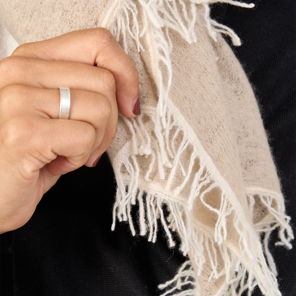 Felted Cashmere Scarf w/Contrast Trim