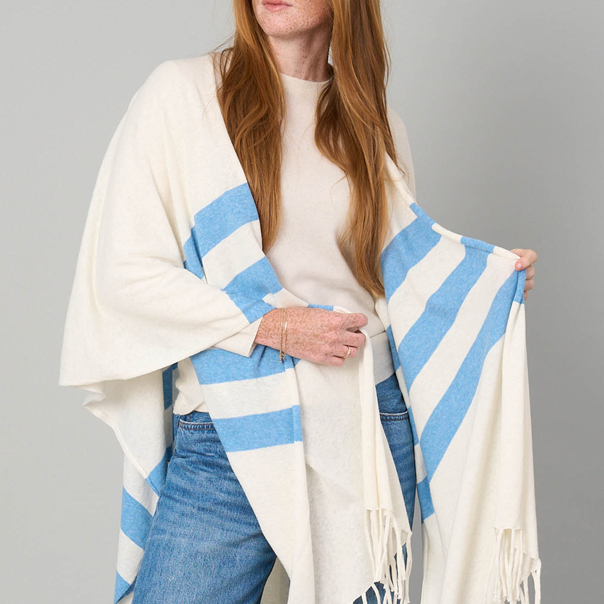 Linen Blend Wrap w/Fringe