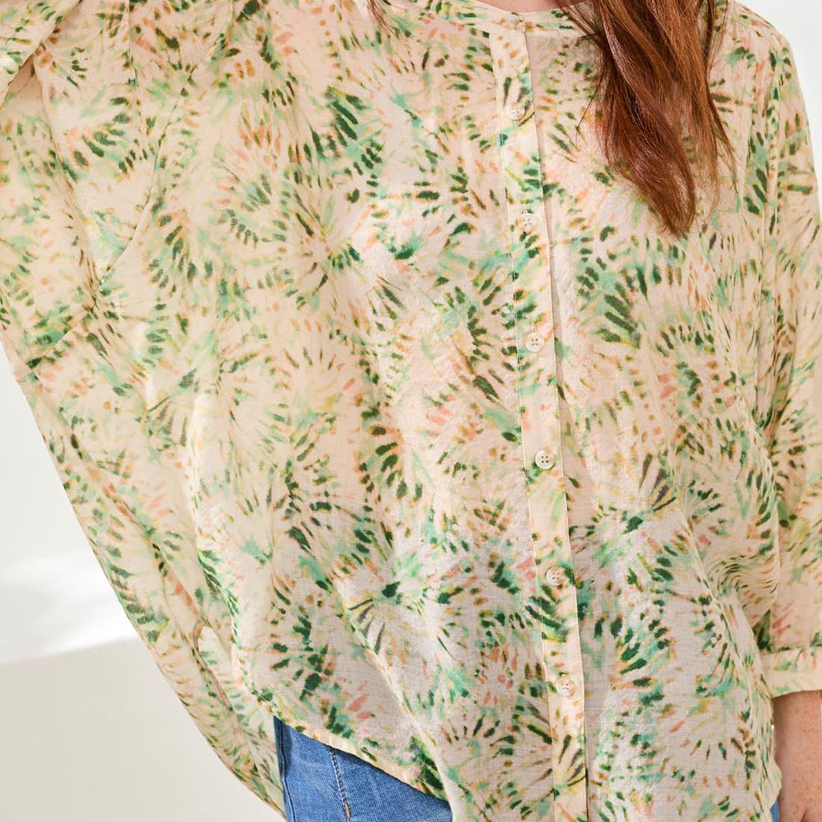 Dolman Sleeve Blouse w/Buttons