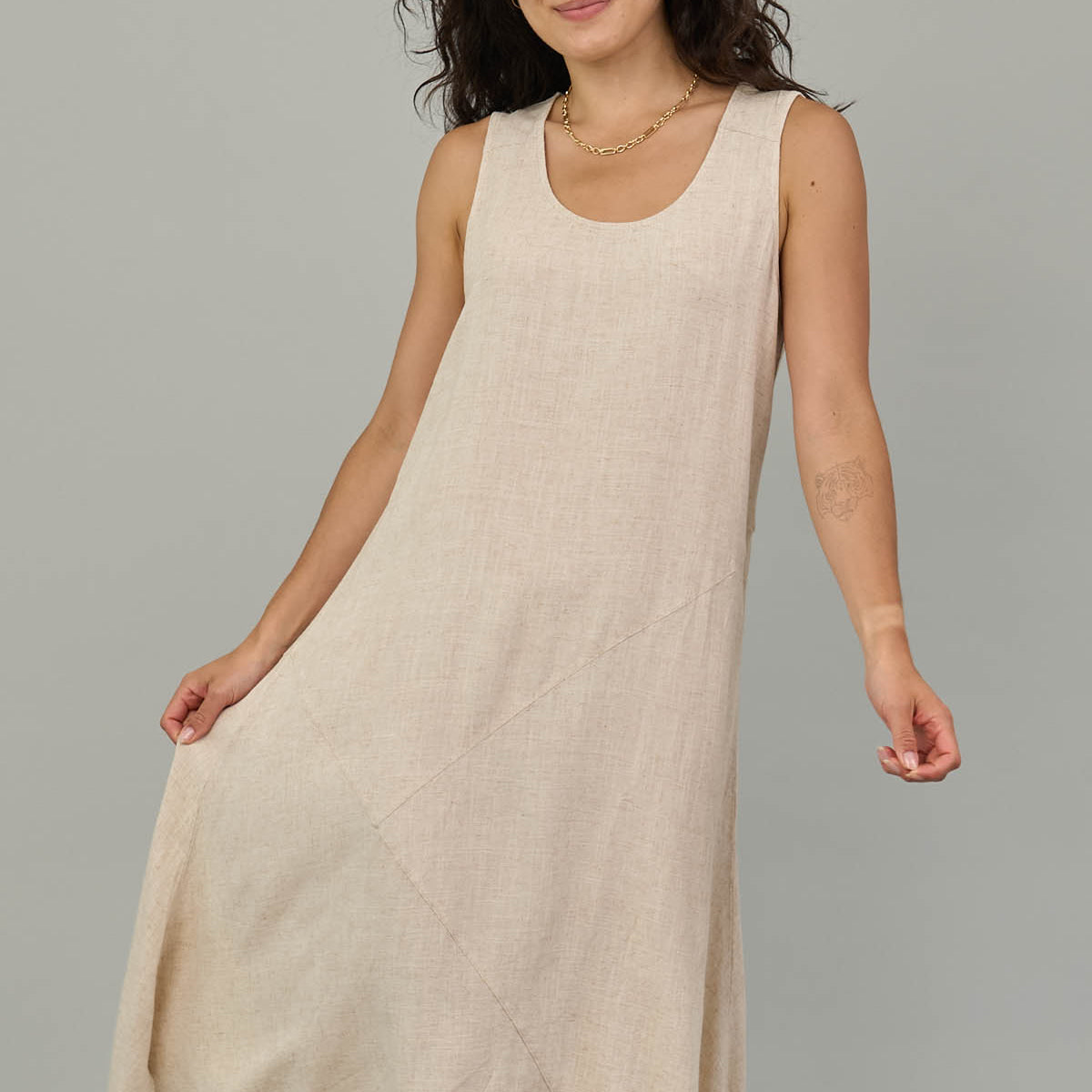 Sleeveless Asymmetrical Midi Dress