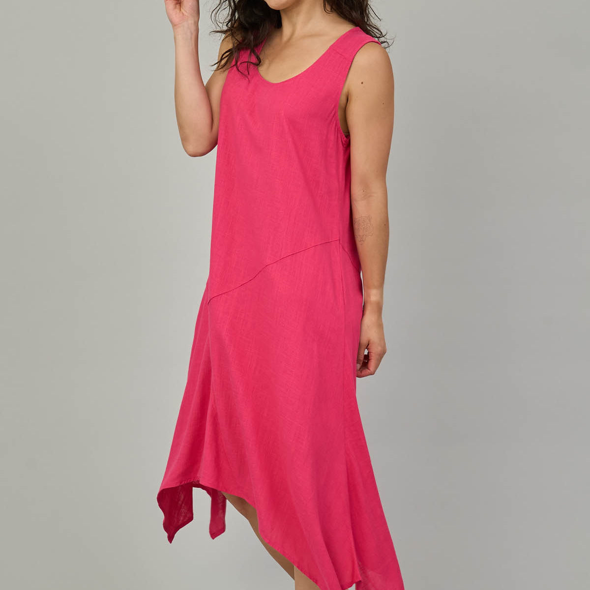 Sleeveless Asymmetrical Midi Dress