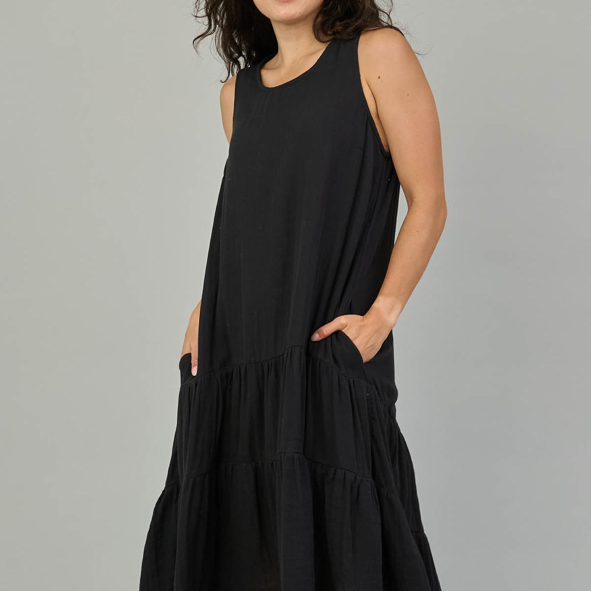 Sleeveless Midi Tiered Dress