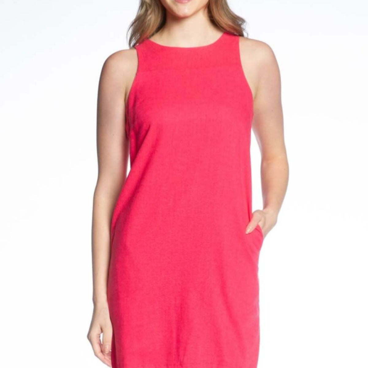 Sleeveless Dress w/Frayed Edge Hem