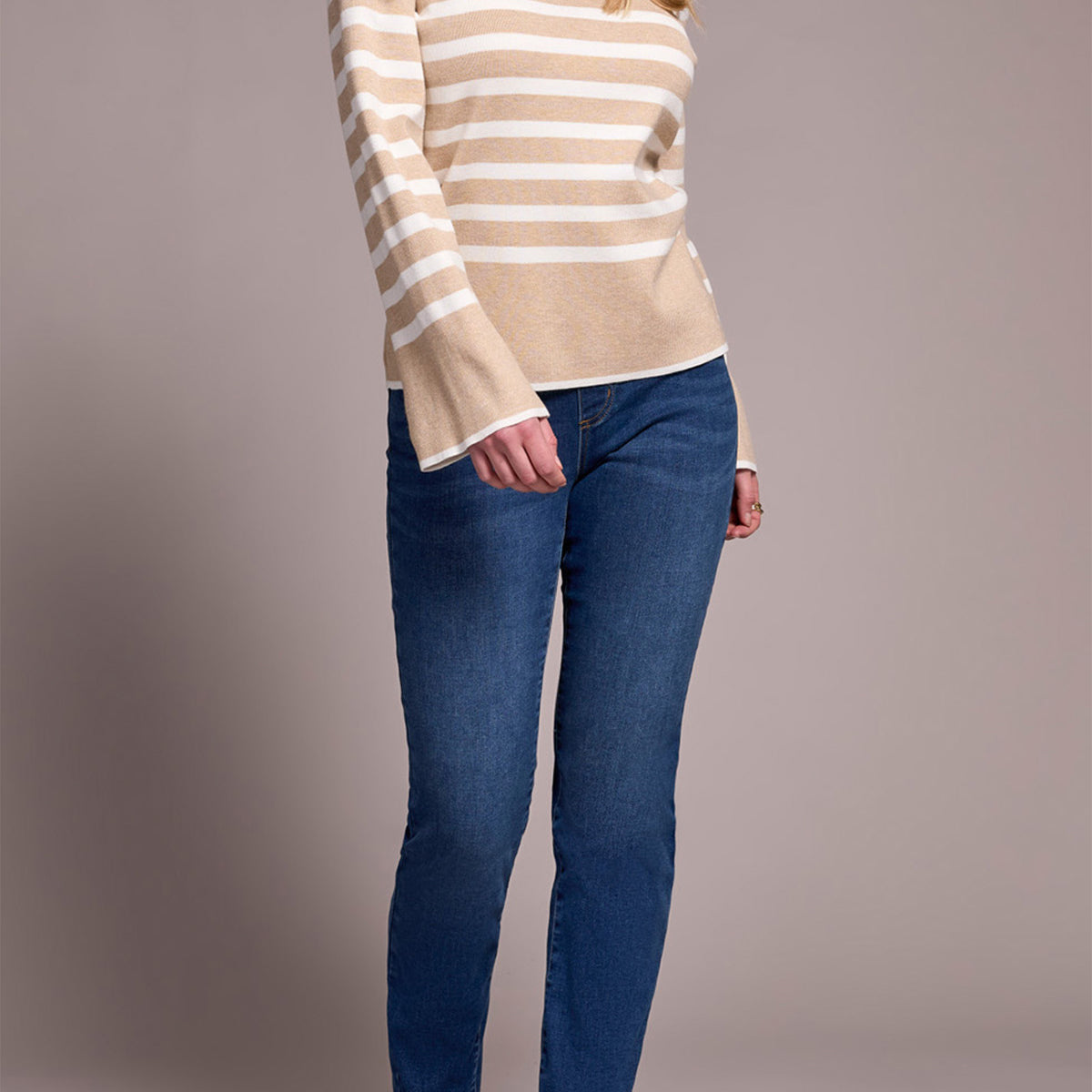 Mock Neck Striped Sweater