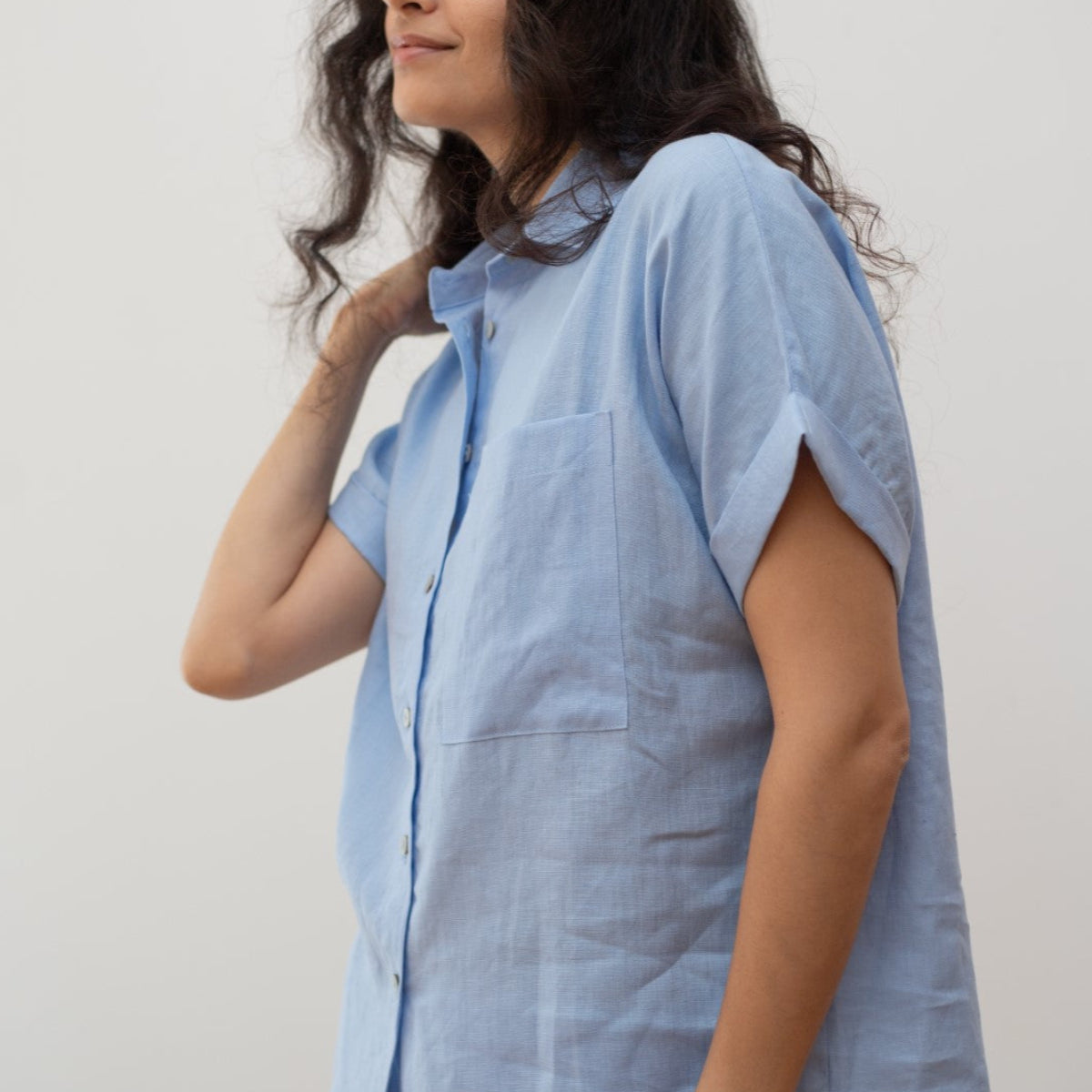 Collared S/S Linen Shirt