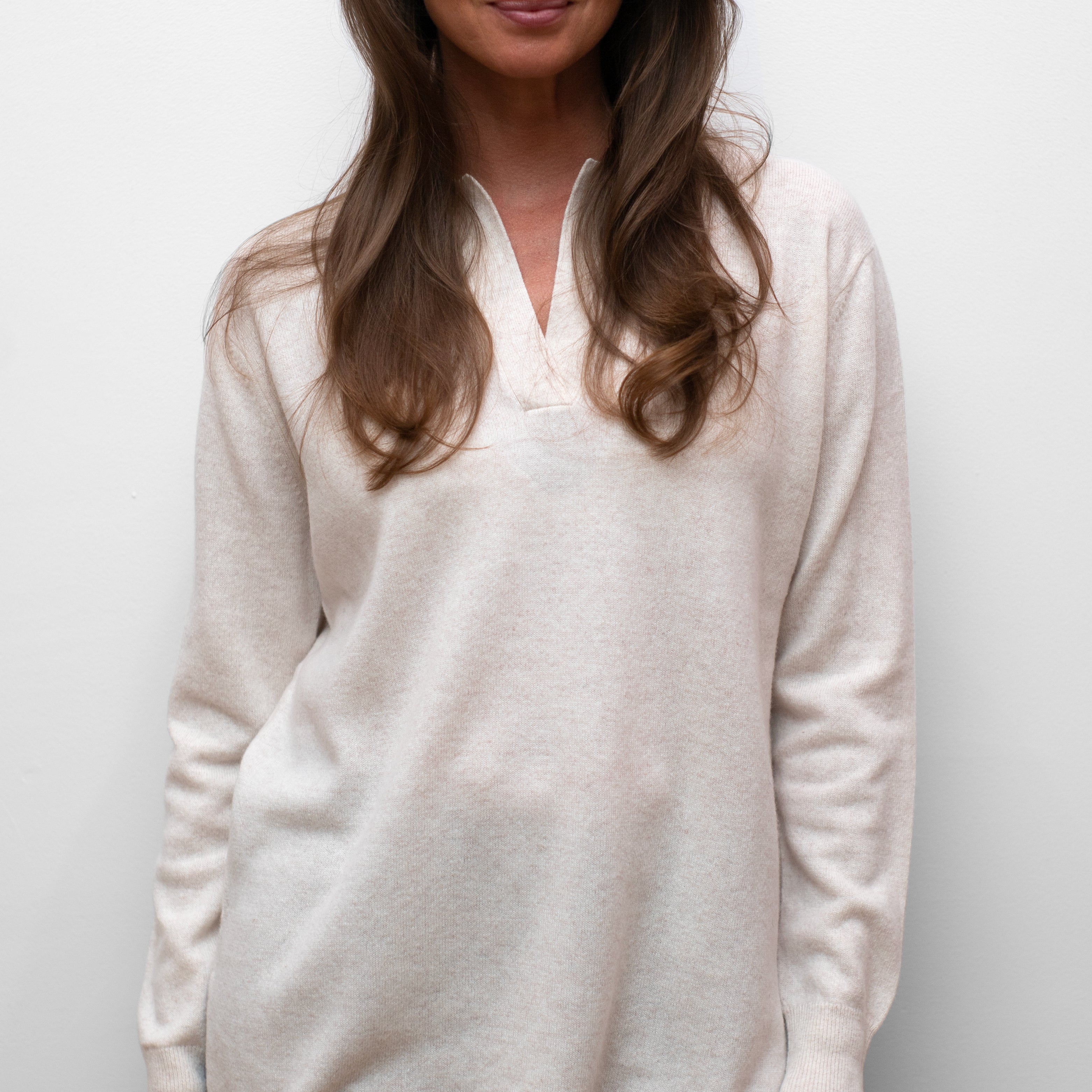 Open Polo Neck Cashmere Sweater