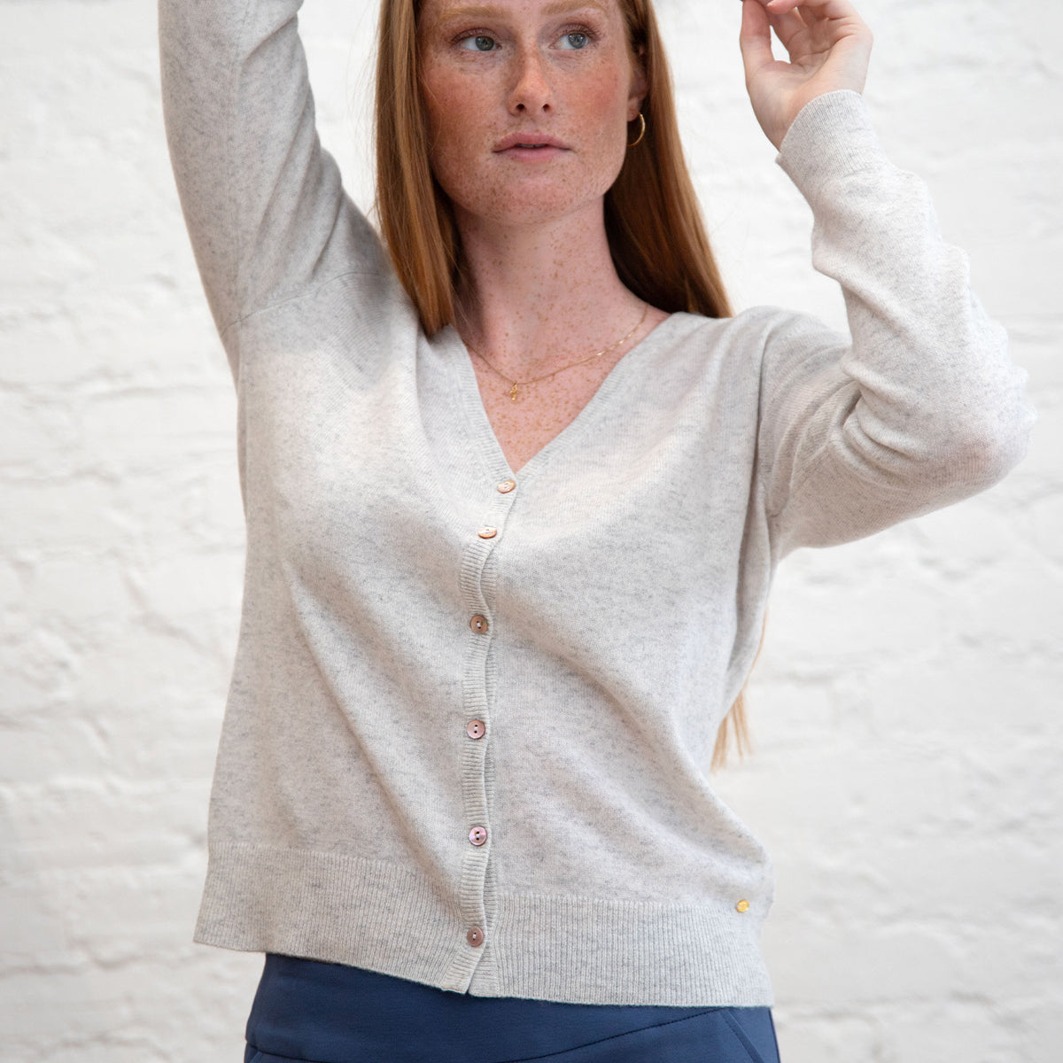 Millie Cashmere Button-Up Cardigan