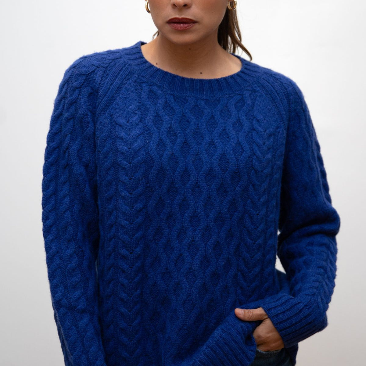 Cable Front Crew Sweater