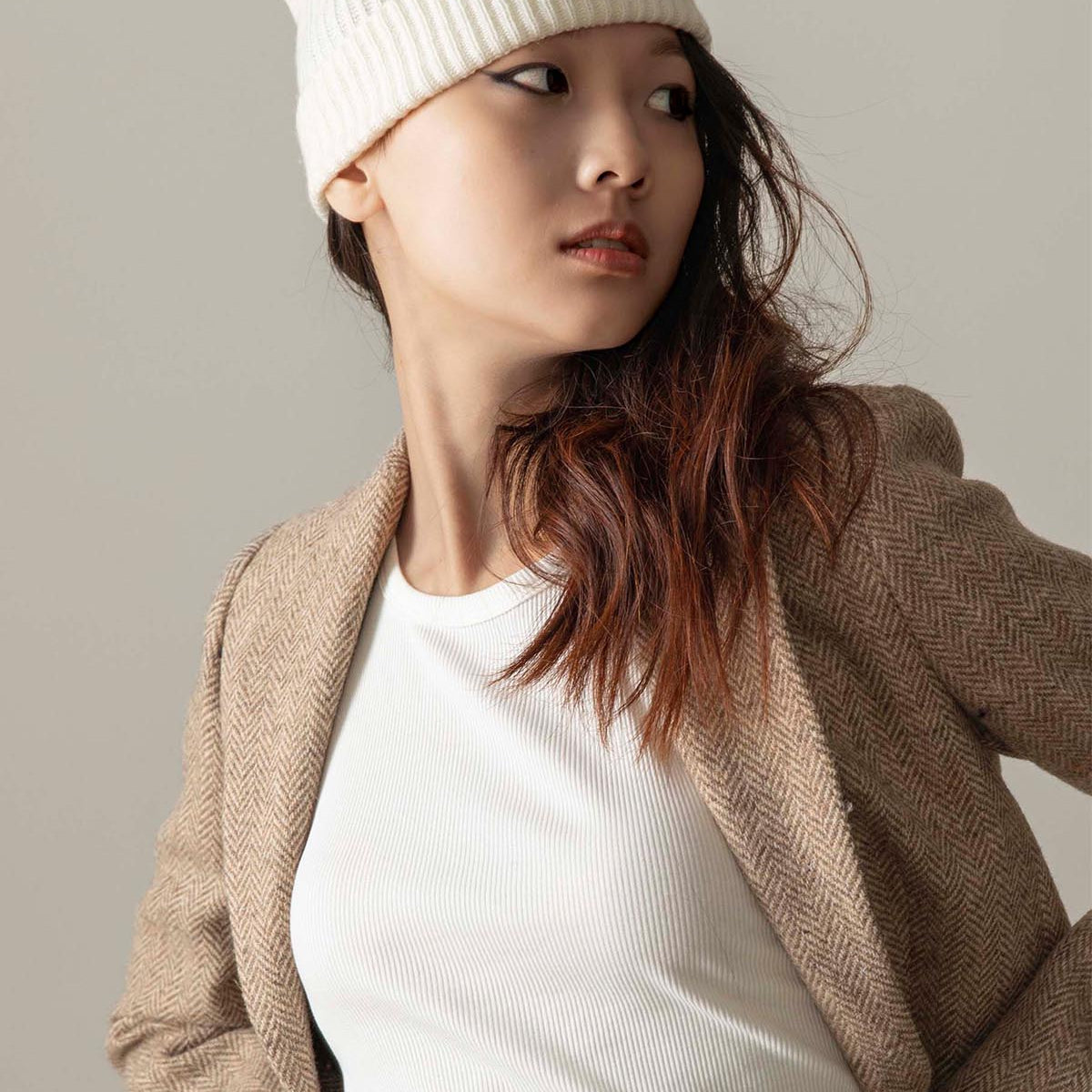 Cashmere Ribbed Beanie Hat