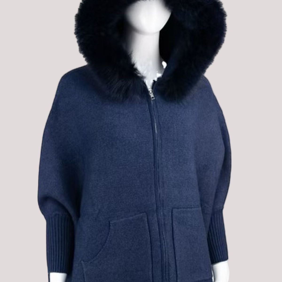 Poncho w/Fox Trim Hood