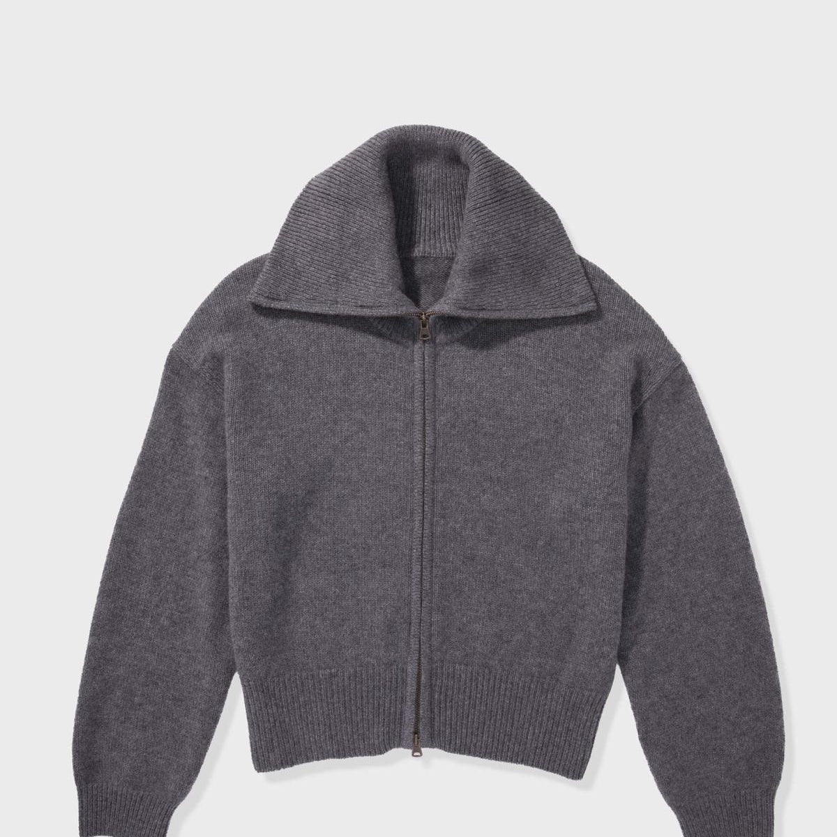 Full Zip Funnel Neck Cashmere Jacket