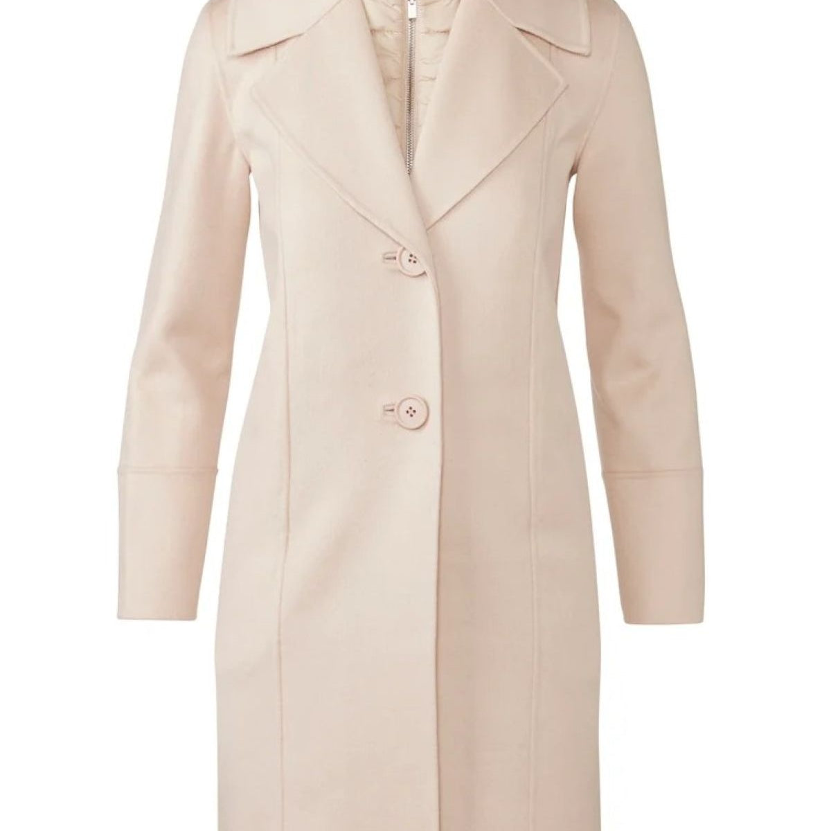 Quilted Insert Notch Collar Coat