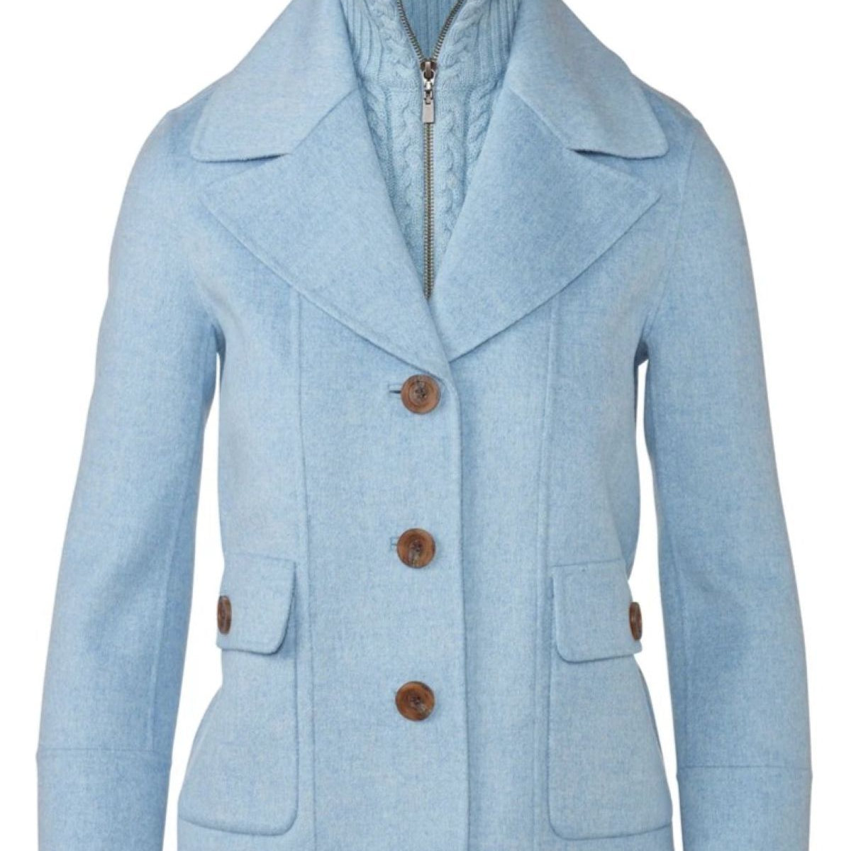 Cable Knit Insert Notch Collar Coat