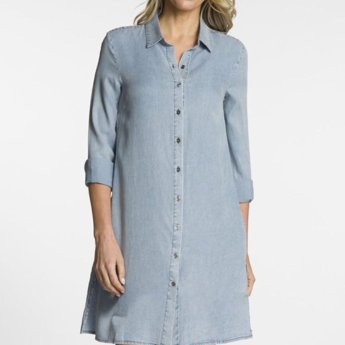 Long Sleeve Button Front Shirt Dress