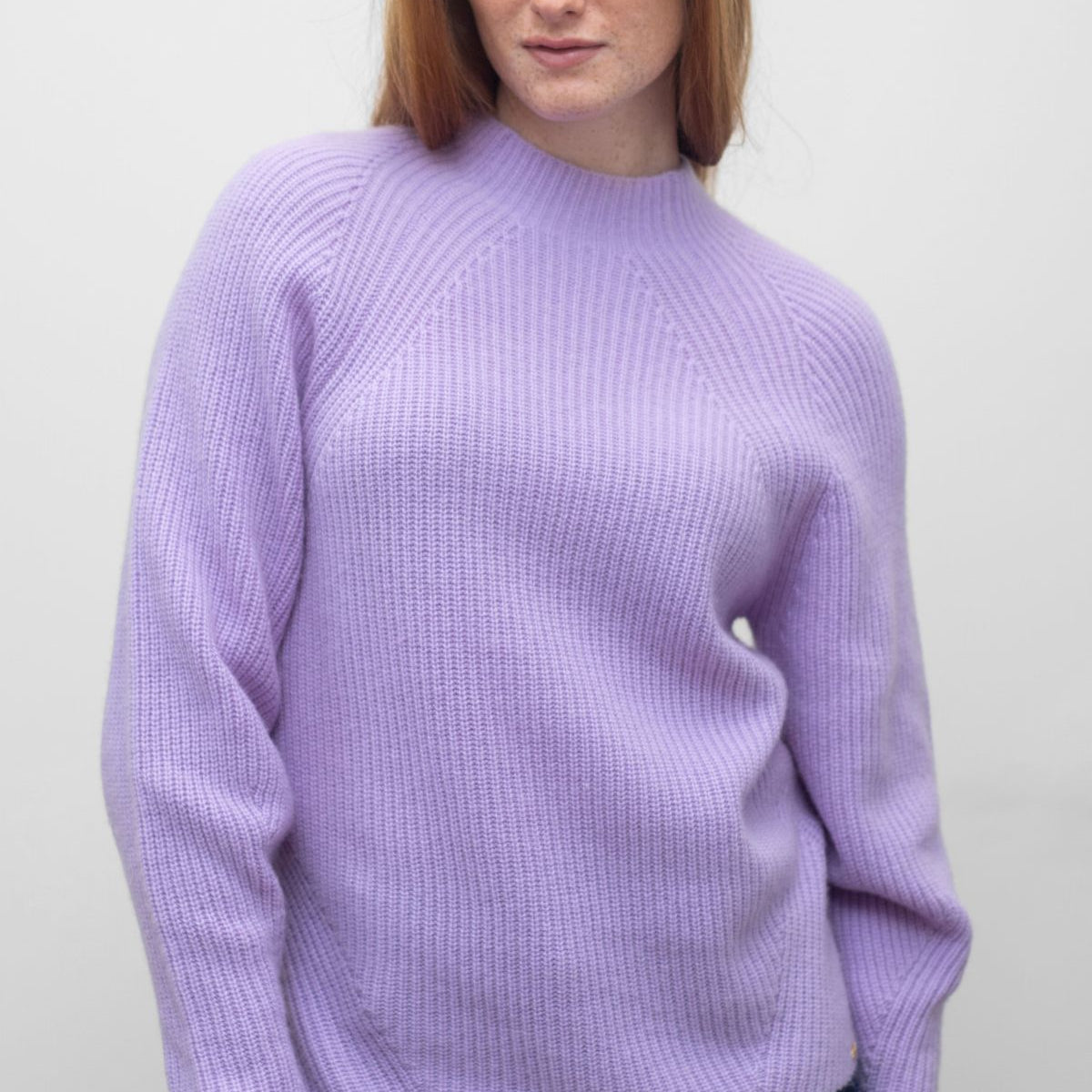 Ribbed Raglan Sleeve Cashmere Sweater