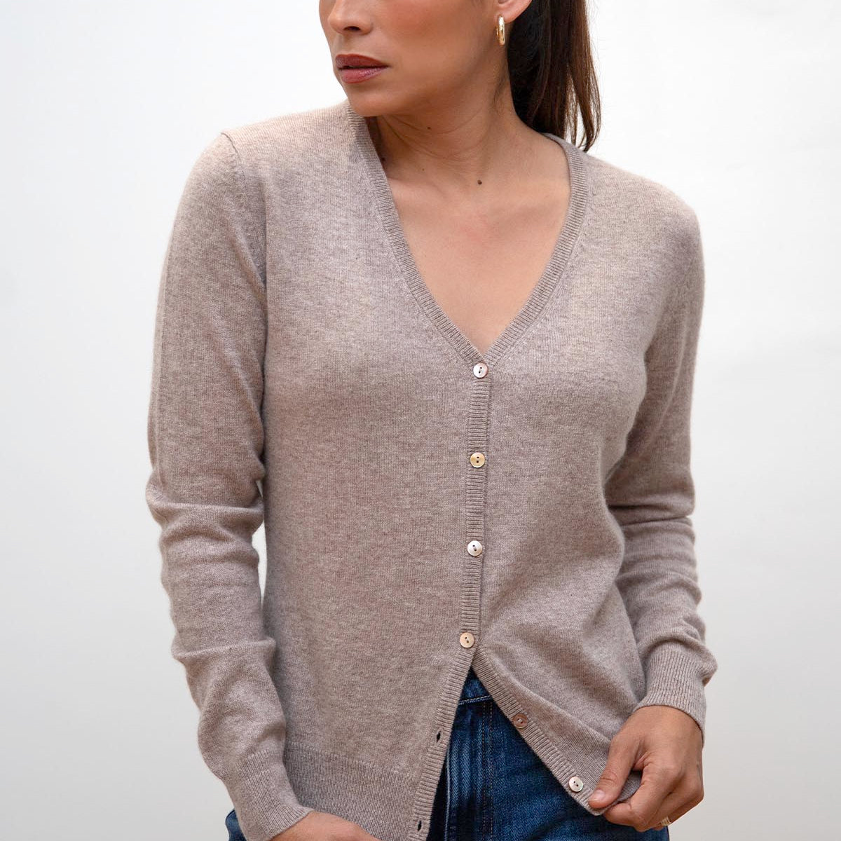 Millie Cashmere Button-Up Cardigan