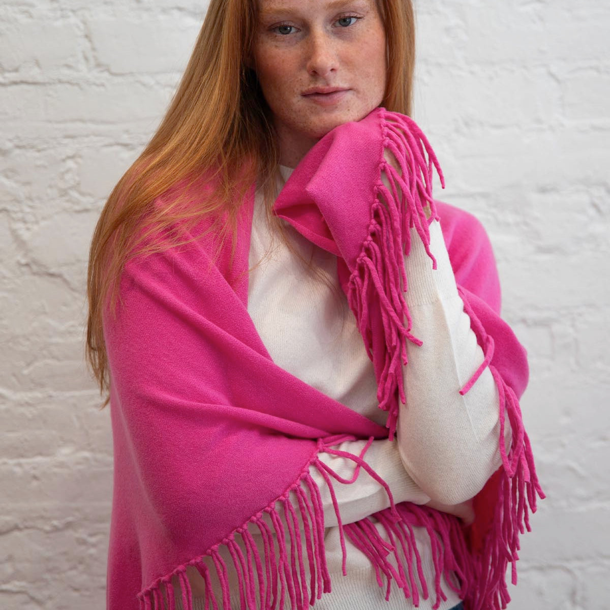 Cashmere Triangle Shawl w/Fringe