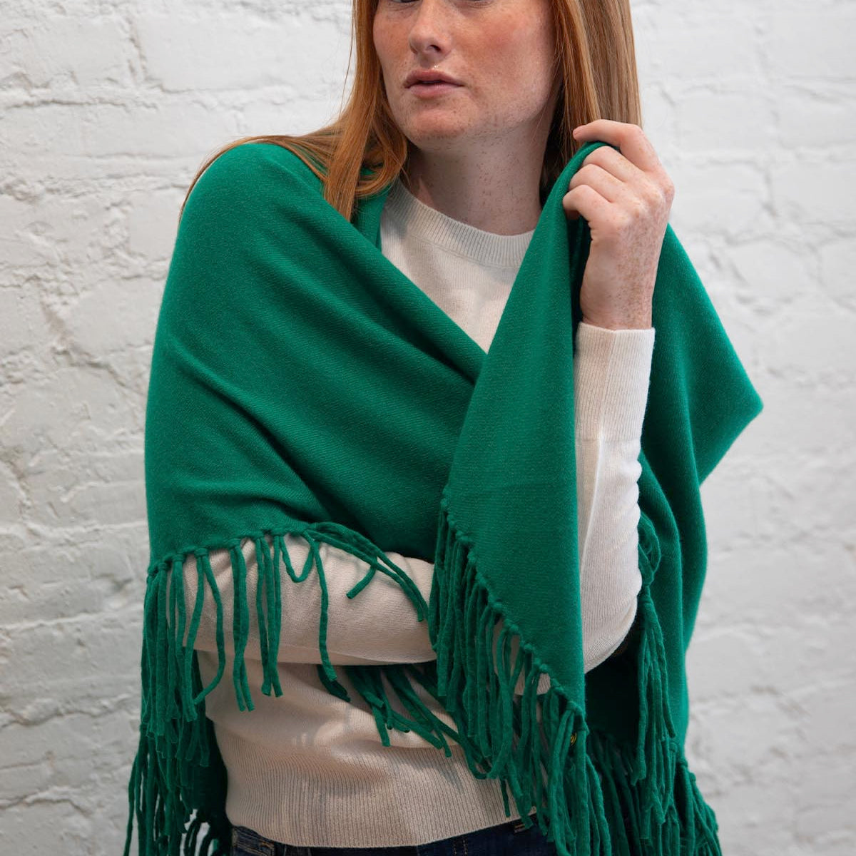 Cashmere Triangle Shawl w/Fringe