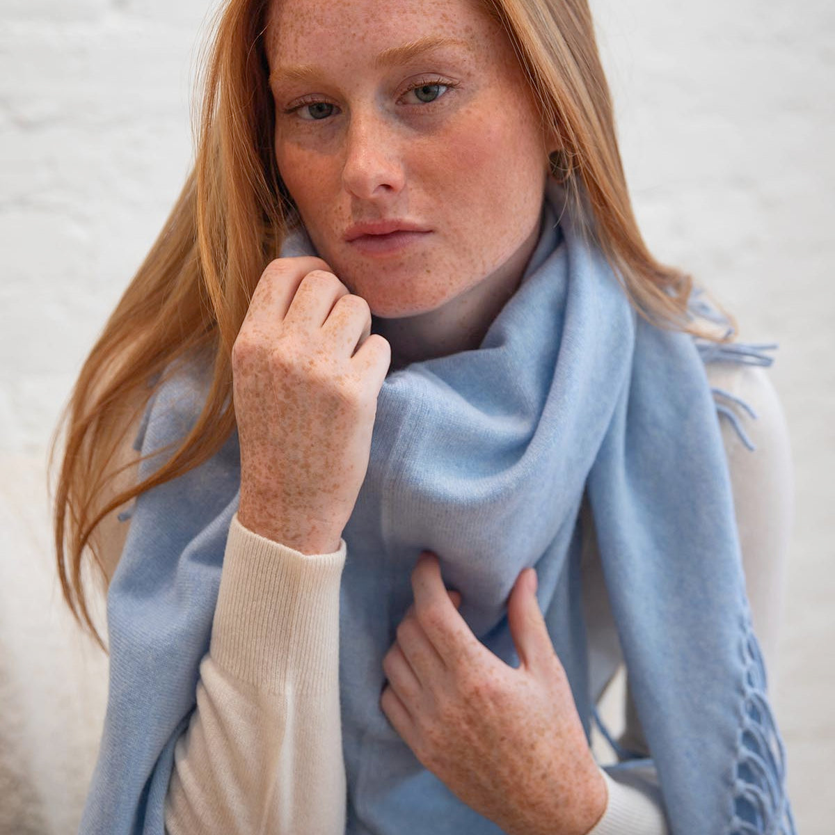 Cashmere Triangle Shawl w/Fringe