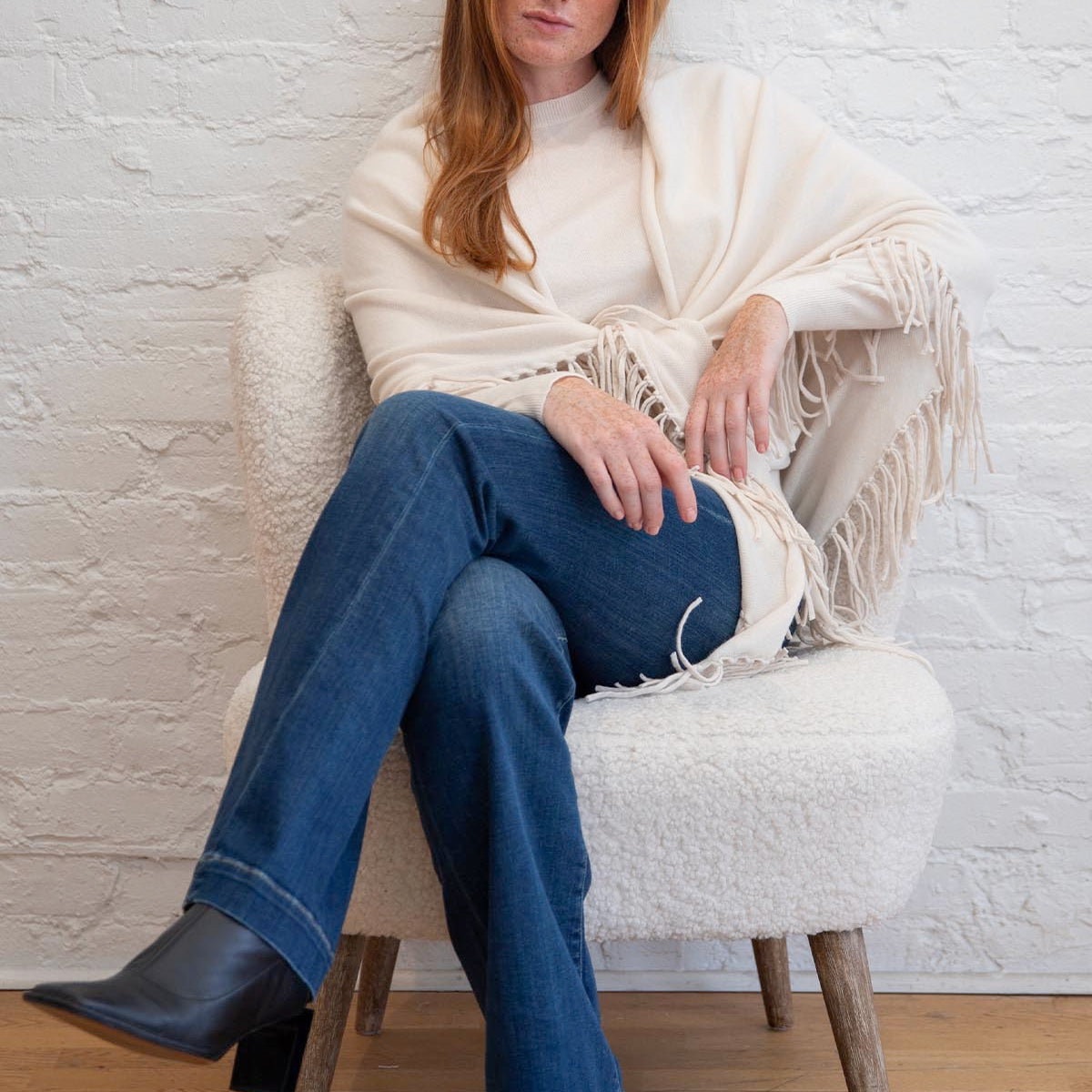 Cashmere Triangle Shawl w/Fringe