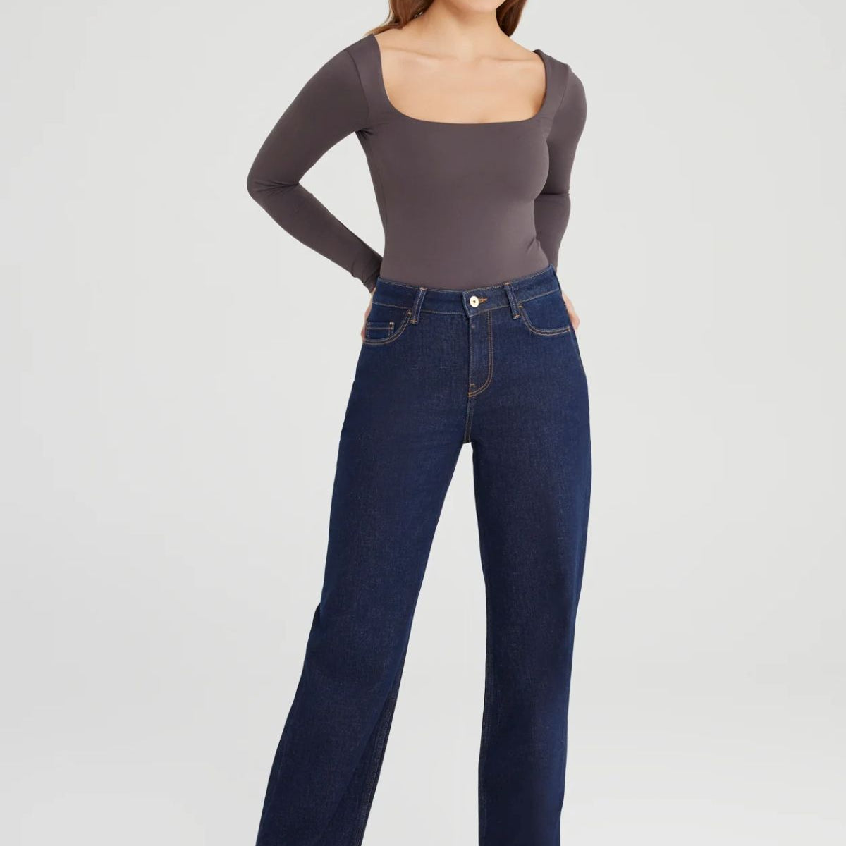Nova Mid Waist Wide Straight Leg
