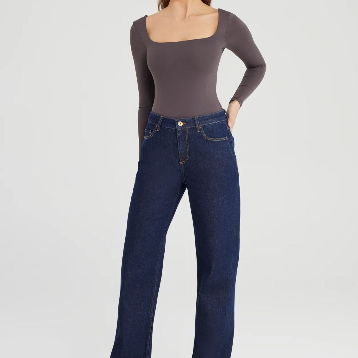 Nova Mid Waist Wide Straight Leg