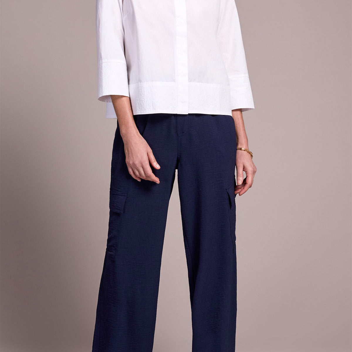 3/4 Sleeve Button Front Shirt