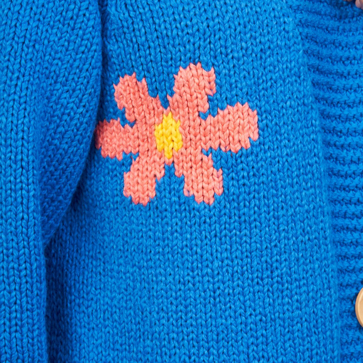 Long Cotton Cardi w/Flower