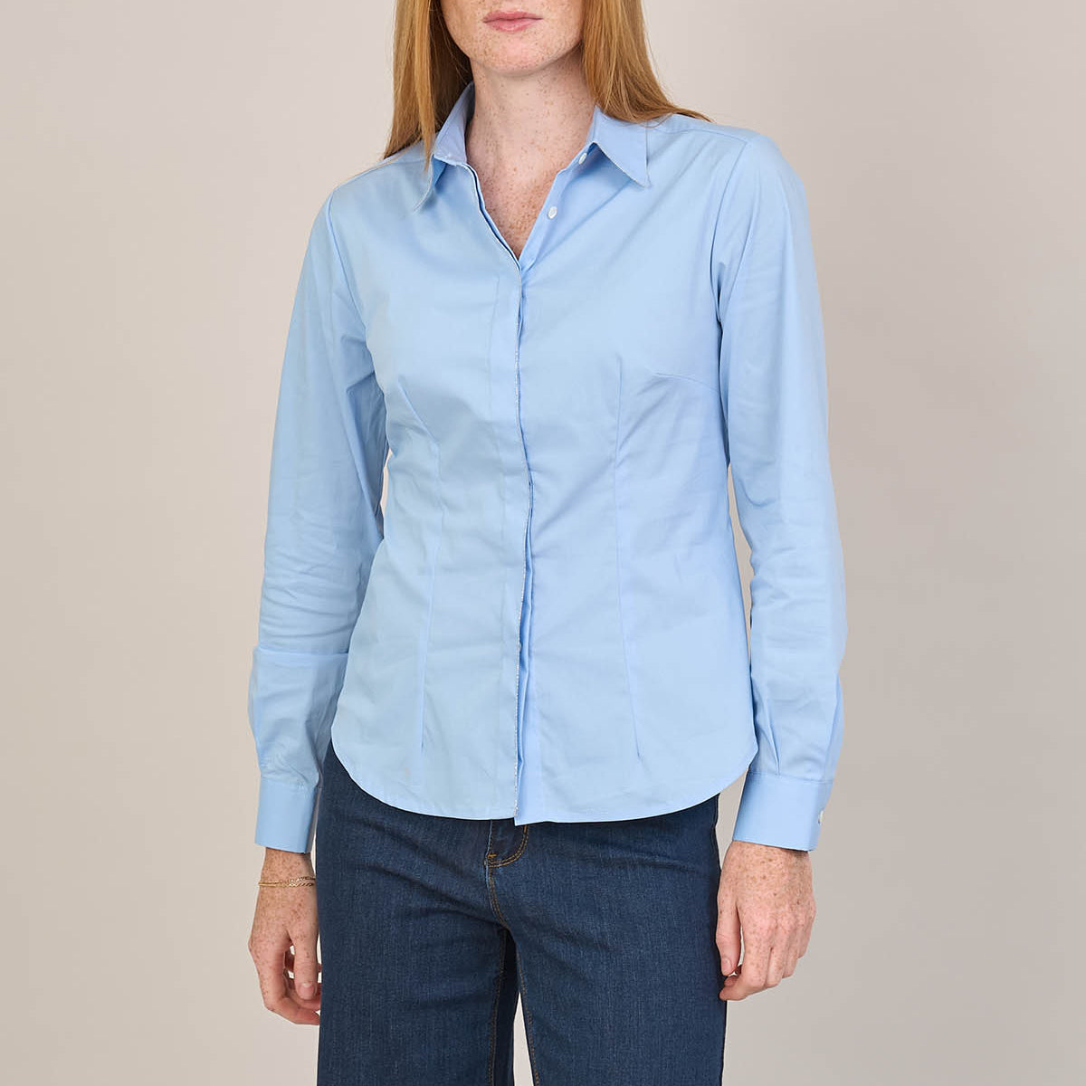 Cotton Blouse w/Mini Ball Chain Detail
