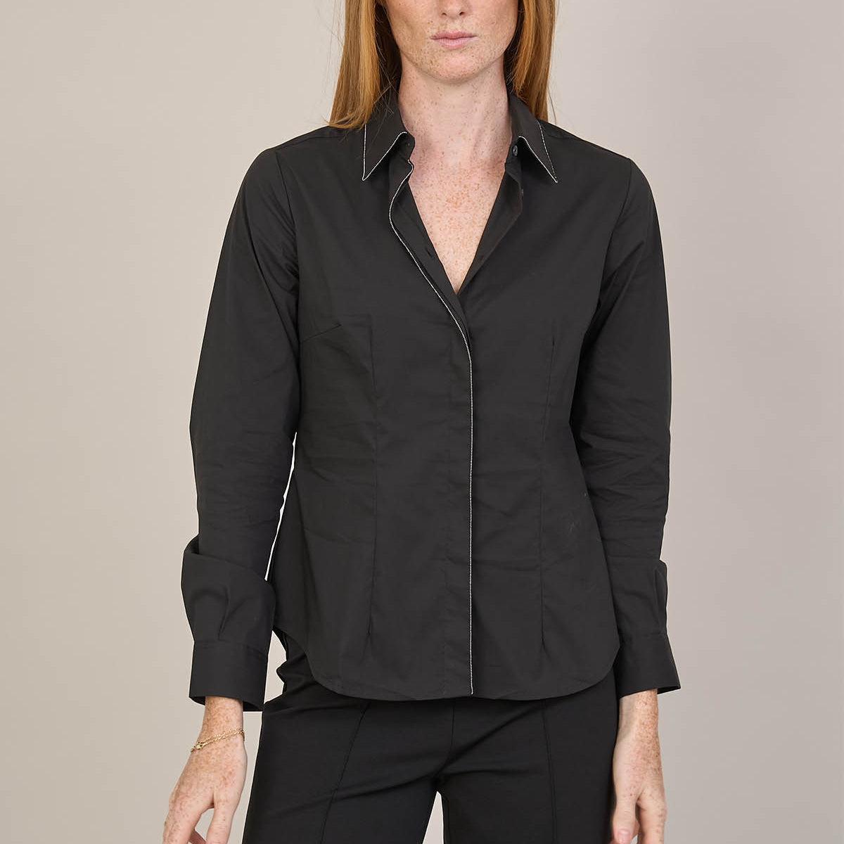 Cotton Blouse w/Mini Ball Chain Detail