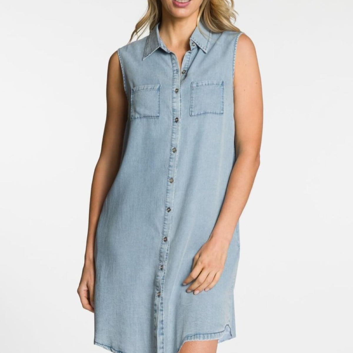 Sleeveless Button Front Dress