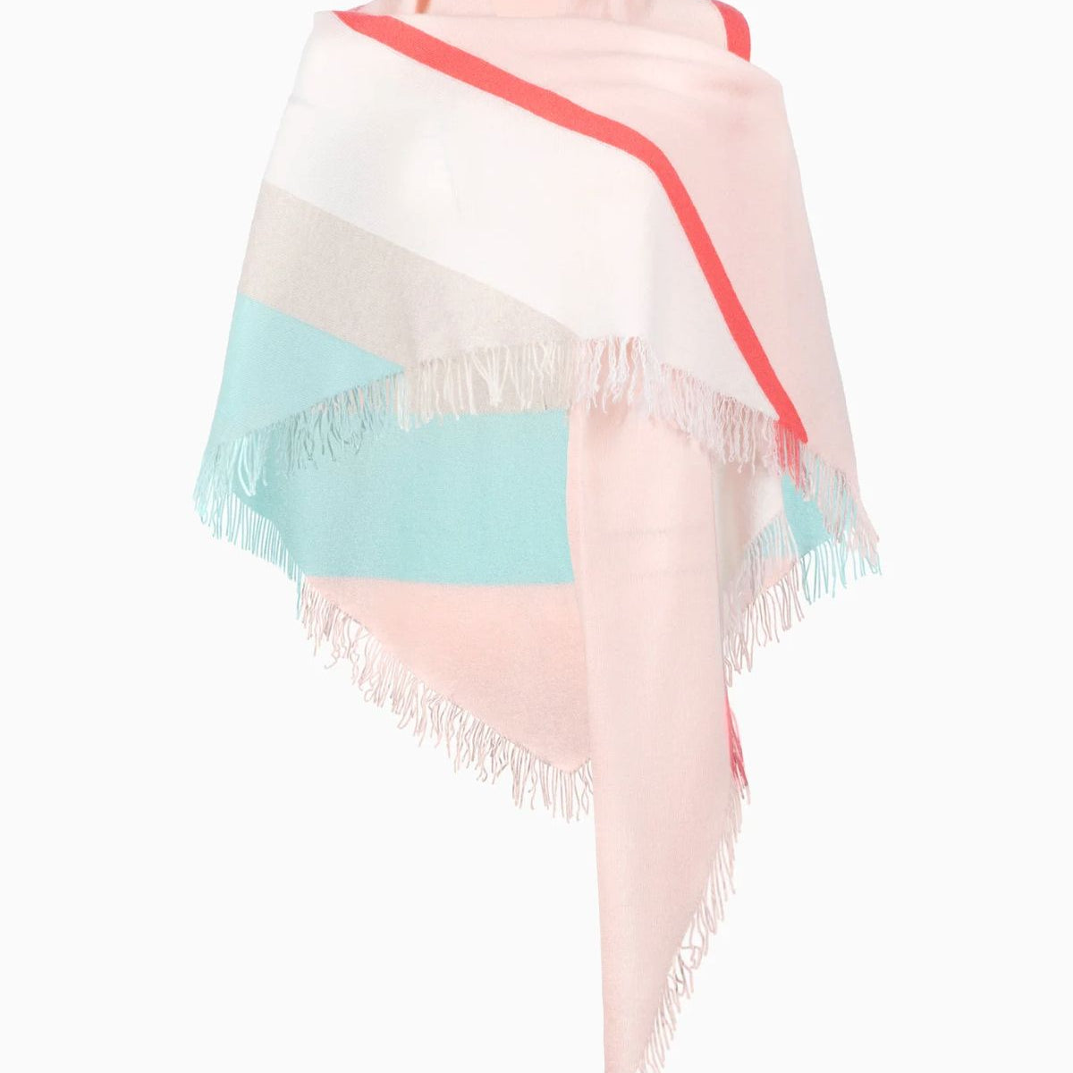 Striped Fringe Triangle Wrap