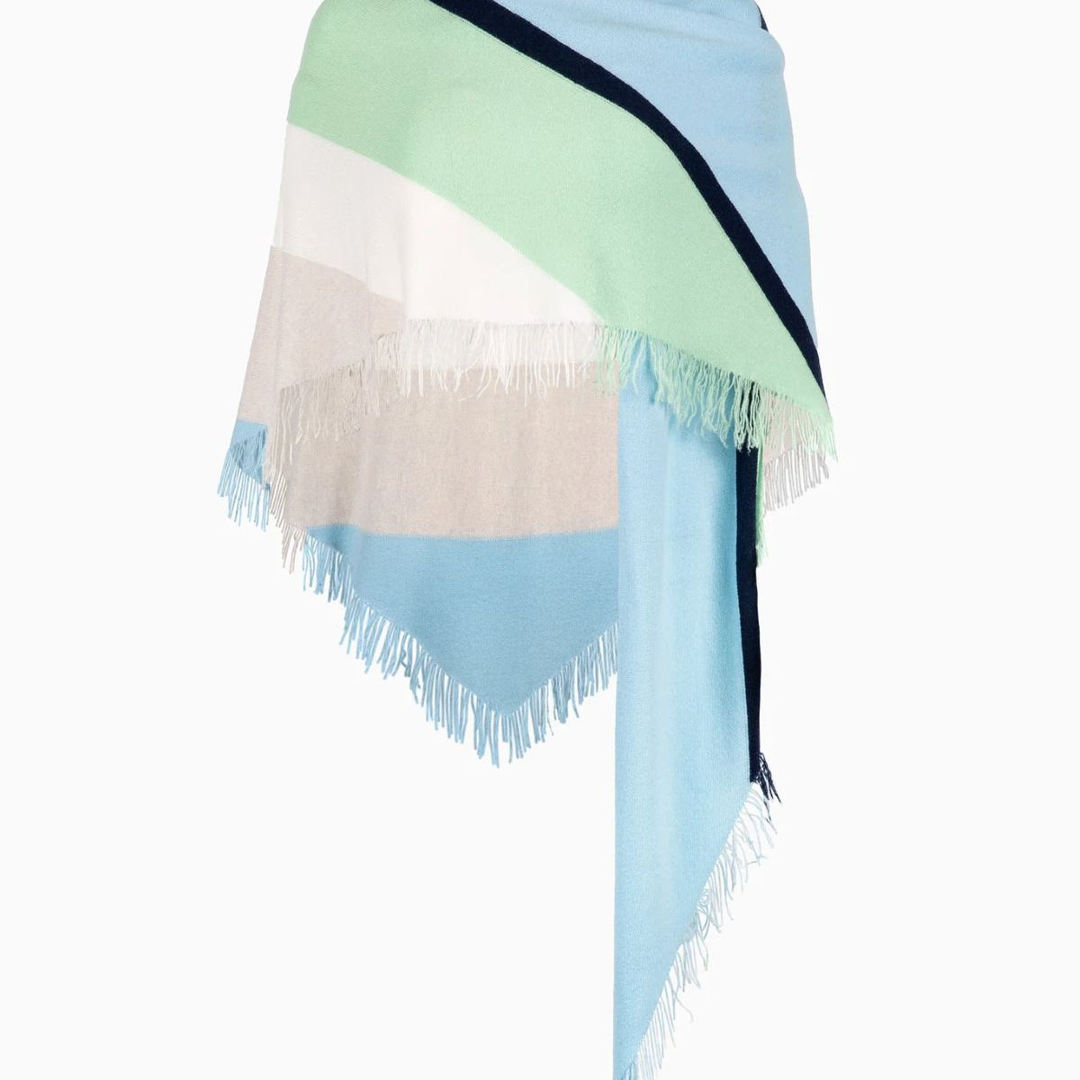 Striped Fringe Triangle Wrap