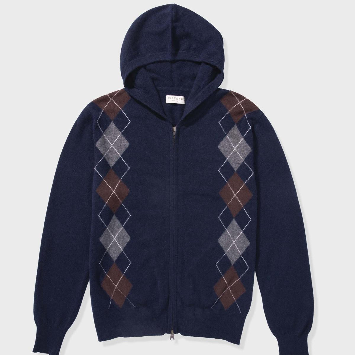 Unisex Argyle Cashmere Zip Hoodie