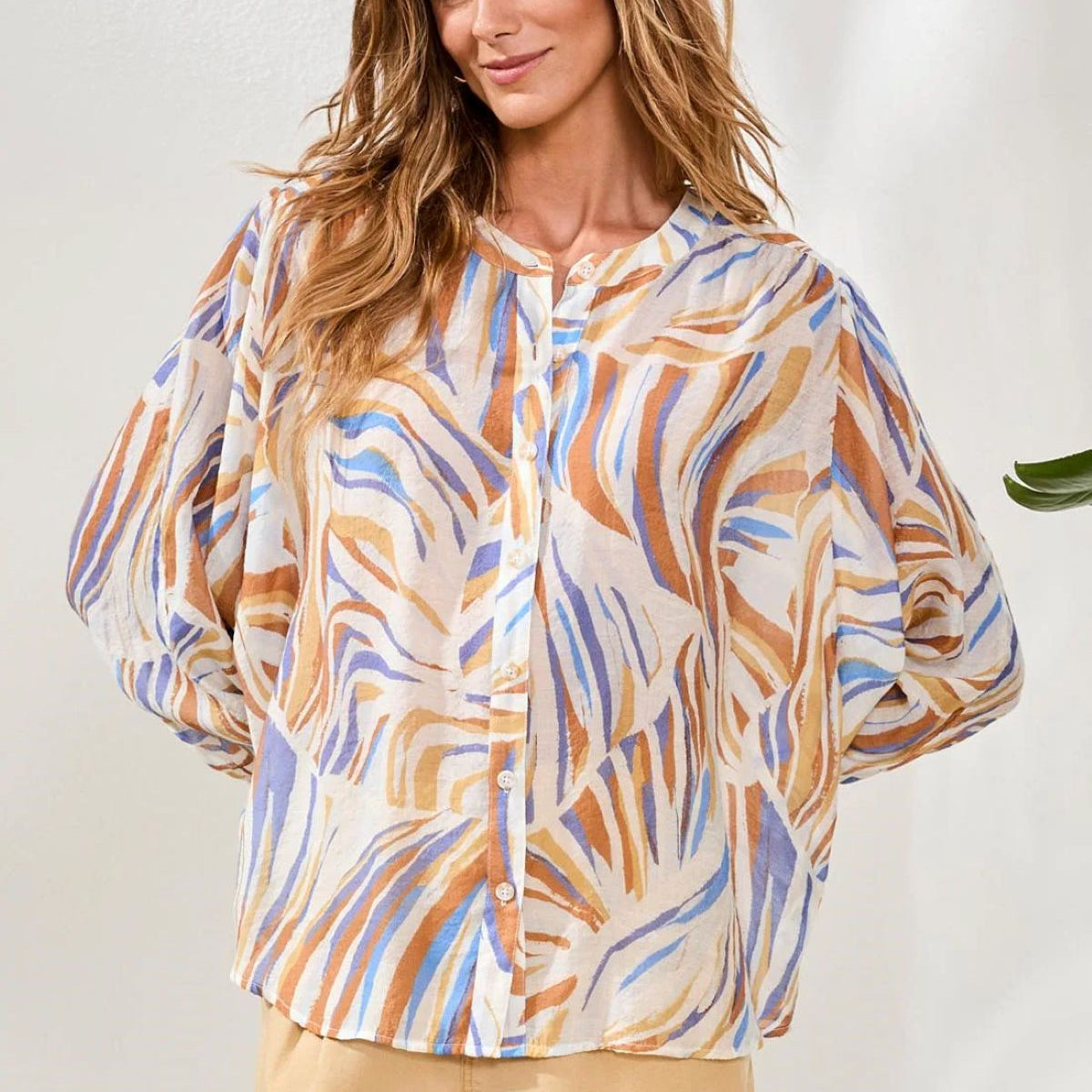 Dolman Sleeve Blouse w/Buttons