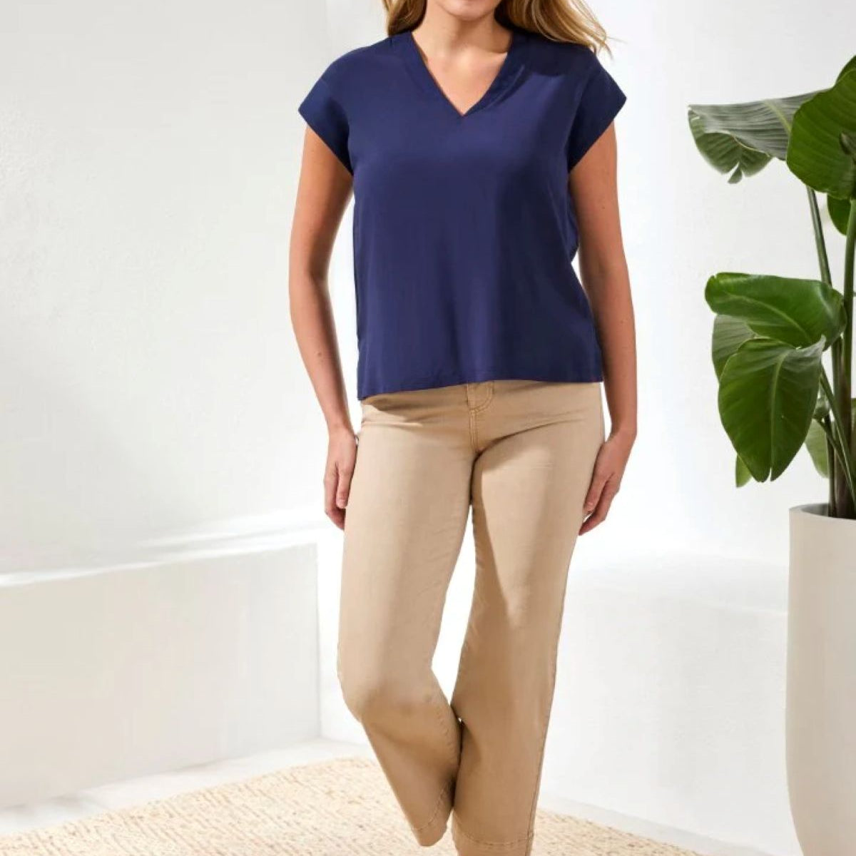 Mixed Media Cap Sleeve Blouse