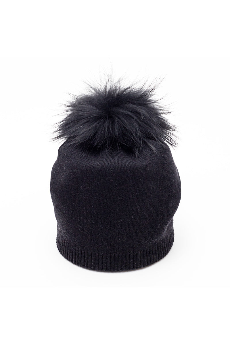 Lemonwood - Cashmere Blend Hat With Fur Pom