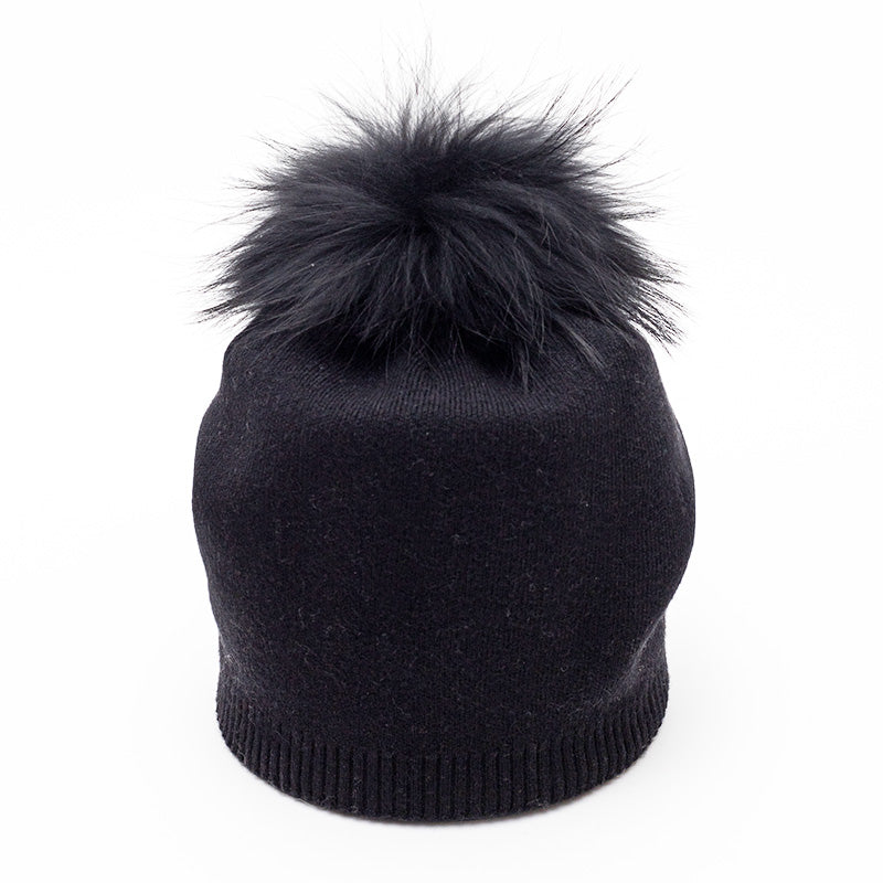 Lemonwood - Cashmere Blend Hat With Fur Pom