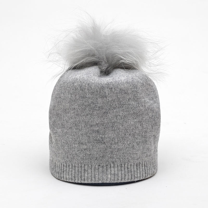 Lemonwood - Cashmere Blend Hat With Fur Pom