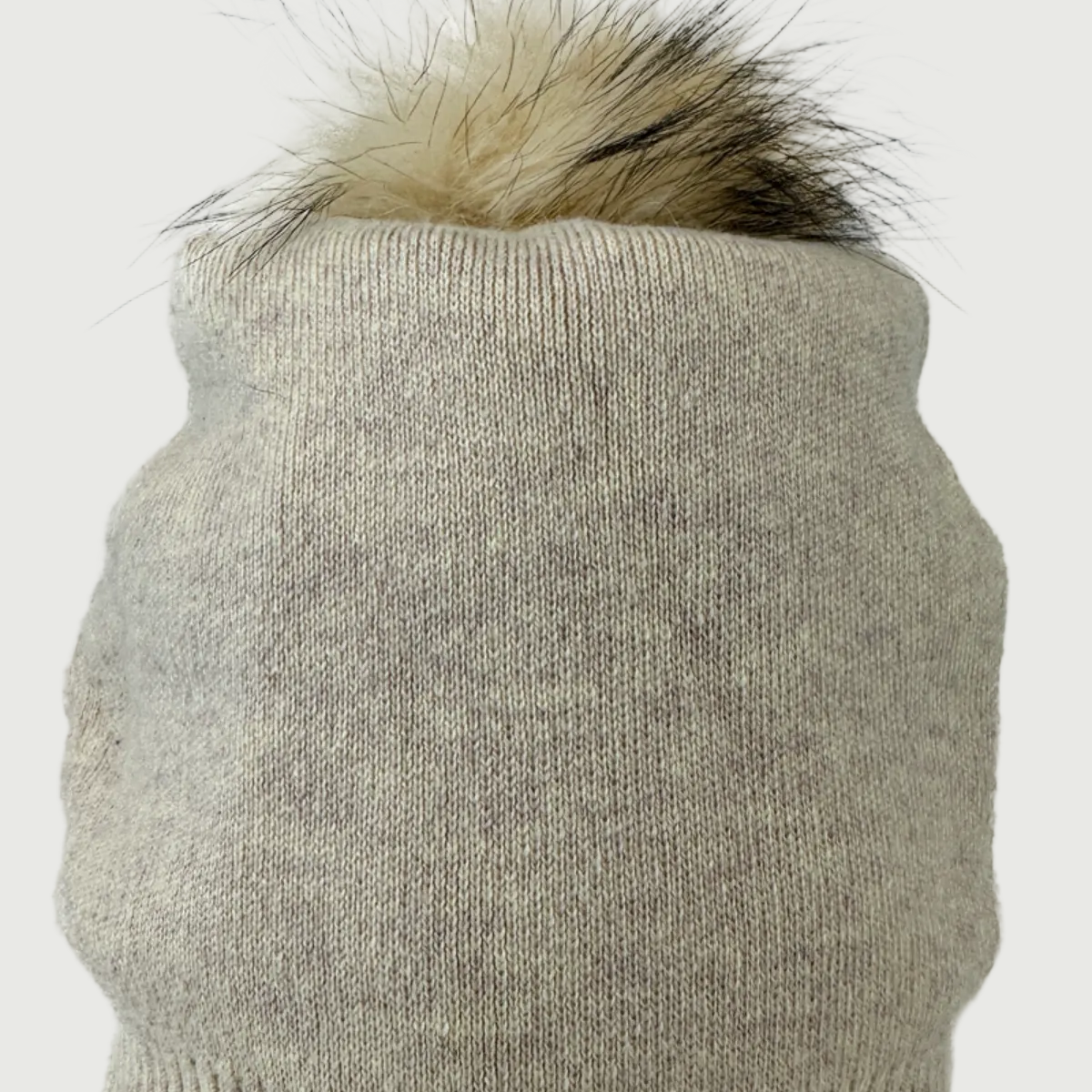 Cashmere Blend Hat w/ Fur Pom