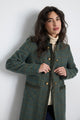Long Plaid Coat w/Mandarin Collar