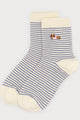 Striped Socks w/Dog Embroidery