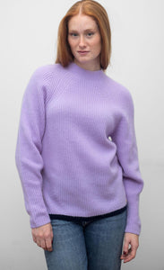 Ribbed Raglan Sleeve Cashmere Sweater