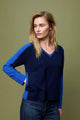 V-Neck Sweater w/Contrast Sleeves