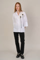 Flared Blouse w/Chiffon Flower Detail