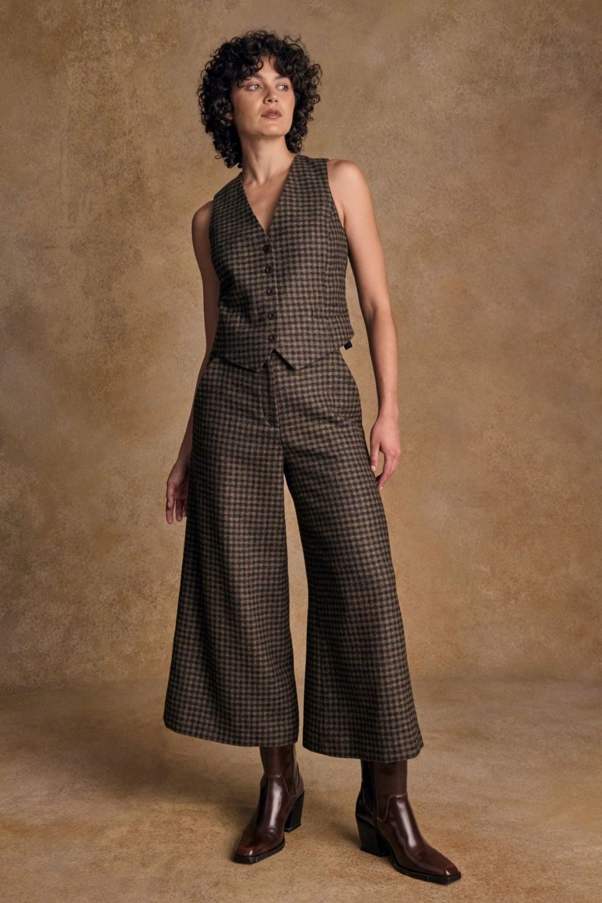 八尋 　shellerシェリエ stitch tweed culottes sheller stitch tweed culottes sheller シェリエ big check tweed